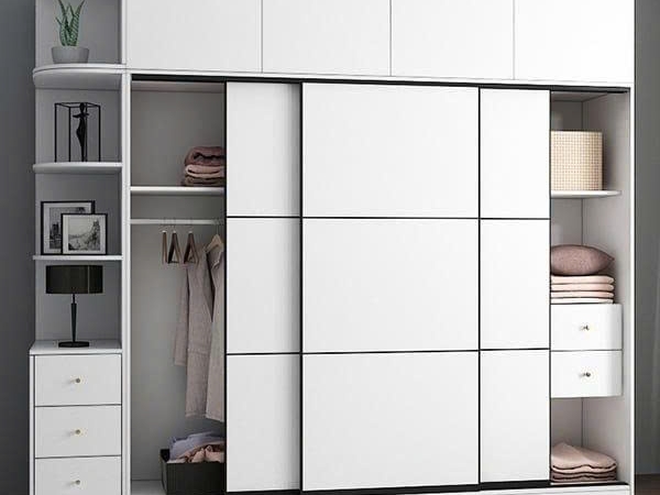 Tủ quần áo cánh lùa kẻ chỉ cho phòng ngủ hiện đại TQA-14