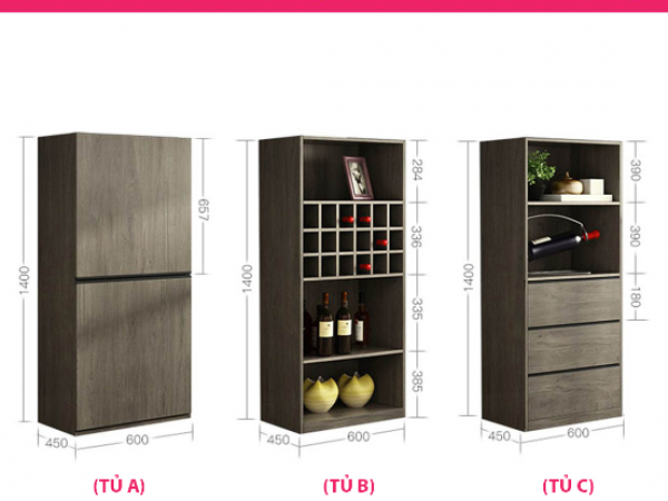 Tủ Rượu Hiện Đại Thiết Kế Tiện Dụng Akiko-II